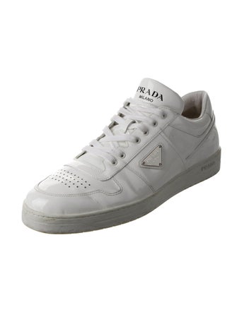 Prada Enameled Metal Triangle Patent Leather Sneakers