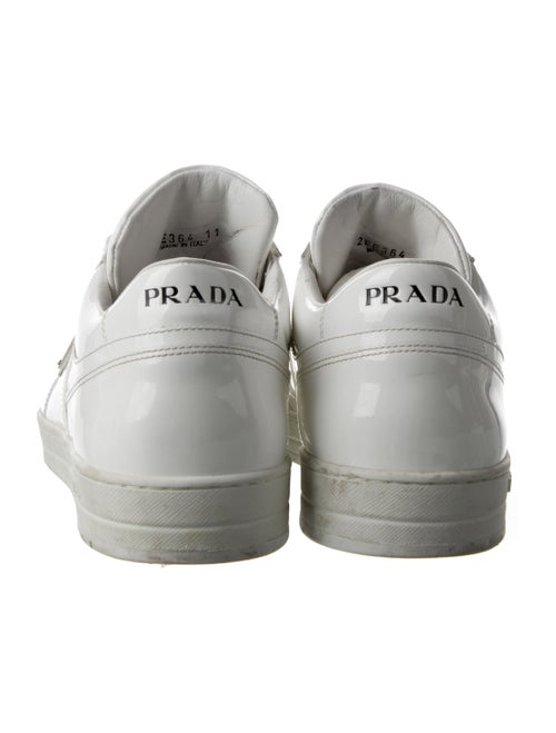 Prada Enameled Metal Triangle Patent Leather Sneakers