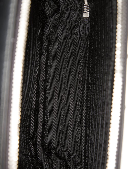 Prada Enameled Metal Triangle Brique