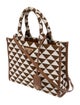 Prada Enameled Metal Triangle Triangolo Jacquard Symbole Tote Small