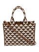 Prada Enameled Metal Triangle Triangolo Jacquard Symbole Tote Small