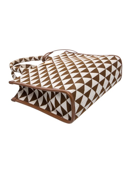 Prada Enameled Metal Triangle Triangolo Jacquard Symbole Tote Small