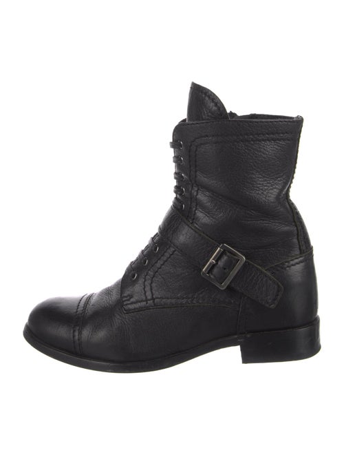 Prada Leather Leather Trim Embellishment Combat Boots
