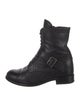 Prada Leather Leather Trim Embellishment Combat Boots