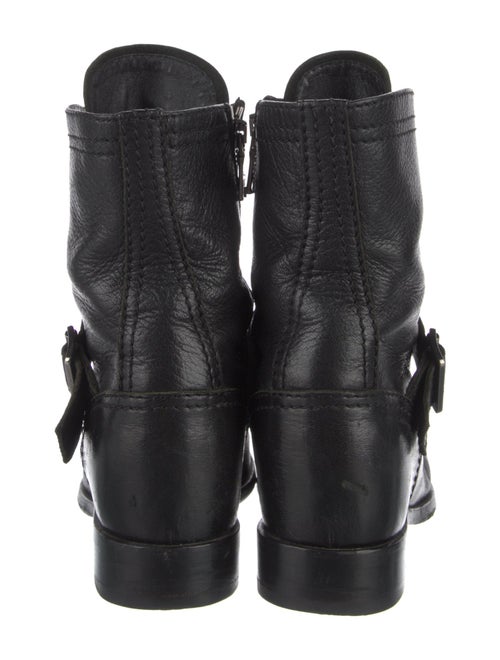 Prada Leather Leather Trim Embellishment Combat Boots