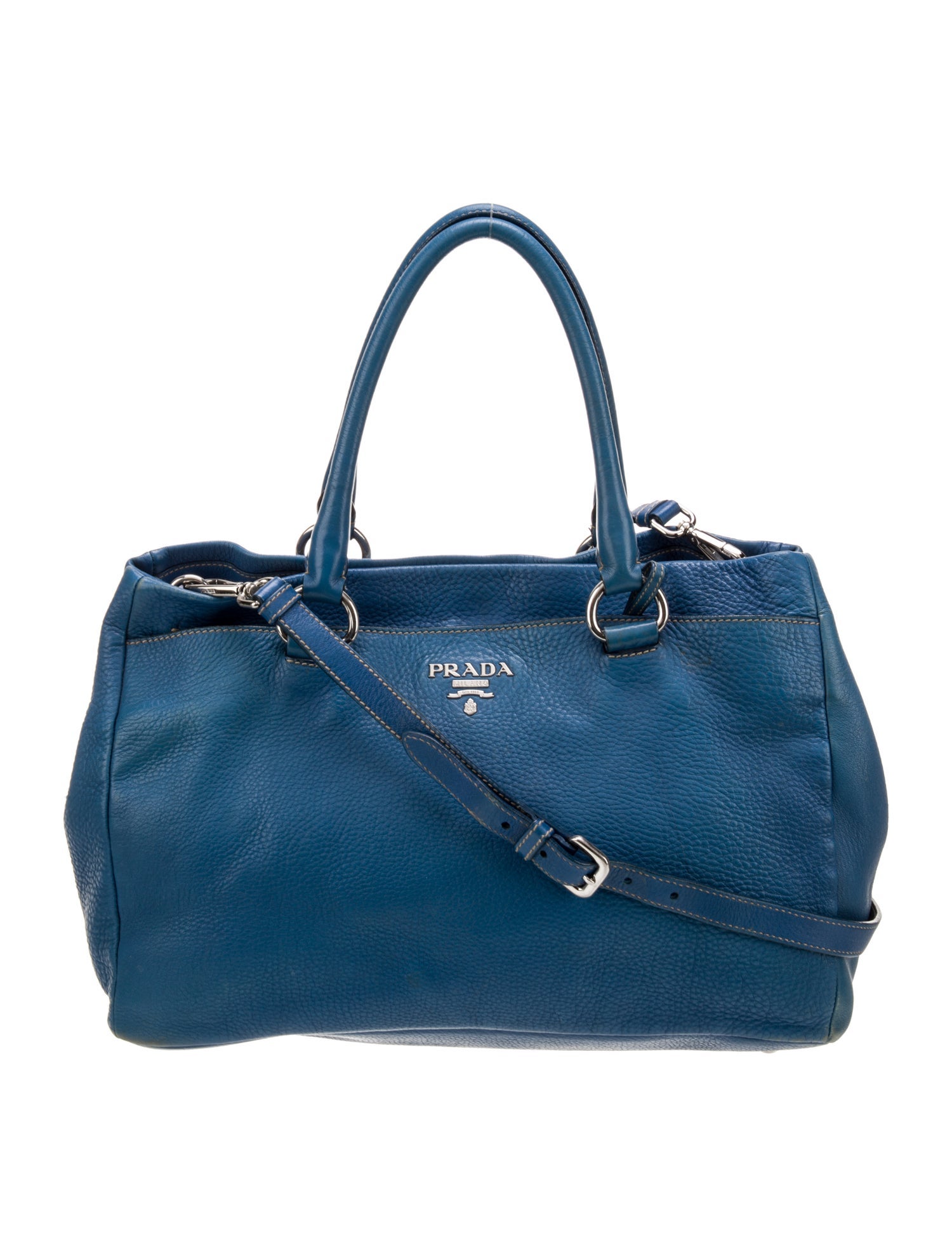 Prada Enameled Metal Triangle Top Handle Bag