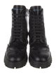 Prada Leather Lasercut Accents Combat Boots