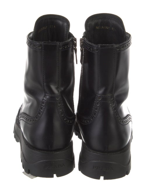 Prada Leather Lasercut Accents Combat Boots