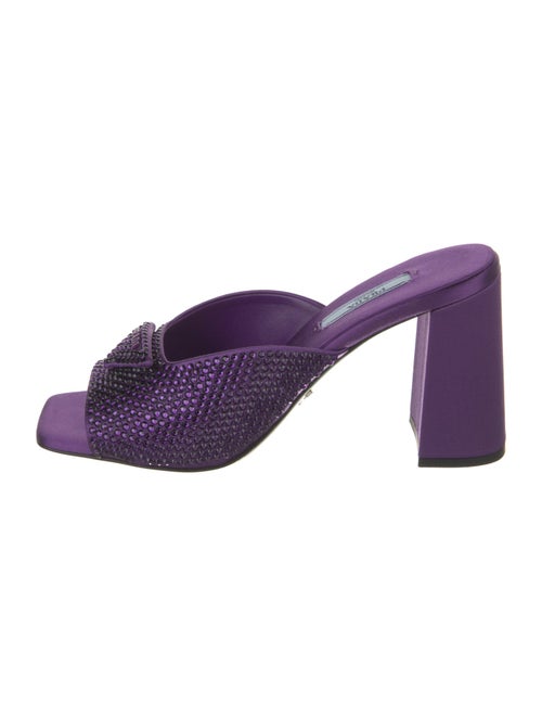 Prada Satin Crystal Embellishments Slides