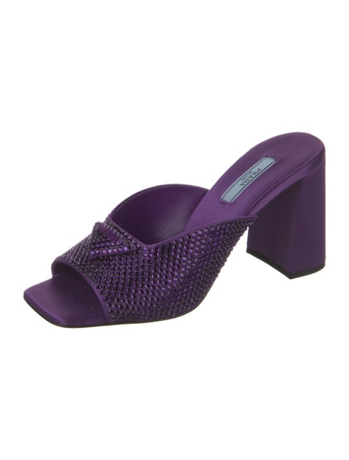 Prada Satin Crystal Embellishments Slides