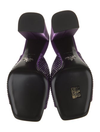 Prada Satin Crystal Embellishments Slides