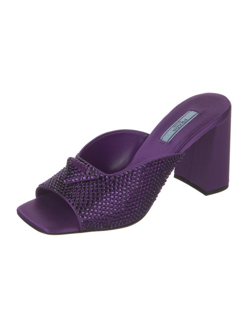 Prada Satin Crystal Embellishments Slides