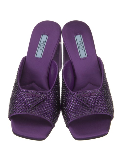Prada Satin Crystal Embellishments Slides