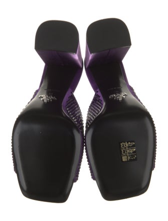 Prada Satin Crystal Embellishments Slides