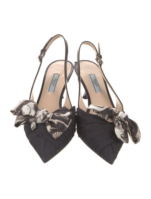 Prada Satin Printed Slingback Pumps