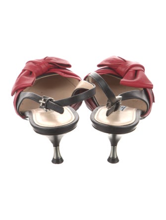 Prada Leather Colorblock Pattern Slingback Pumps