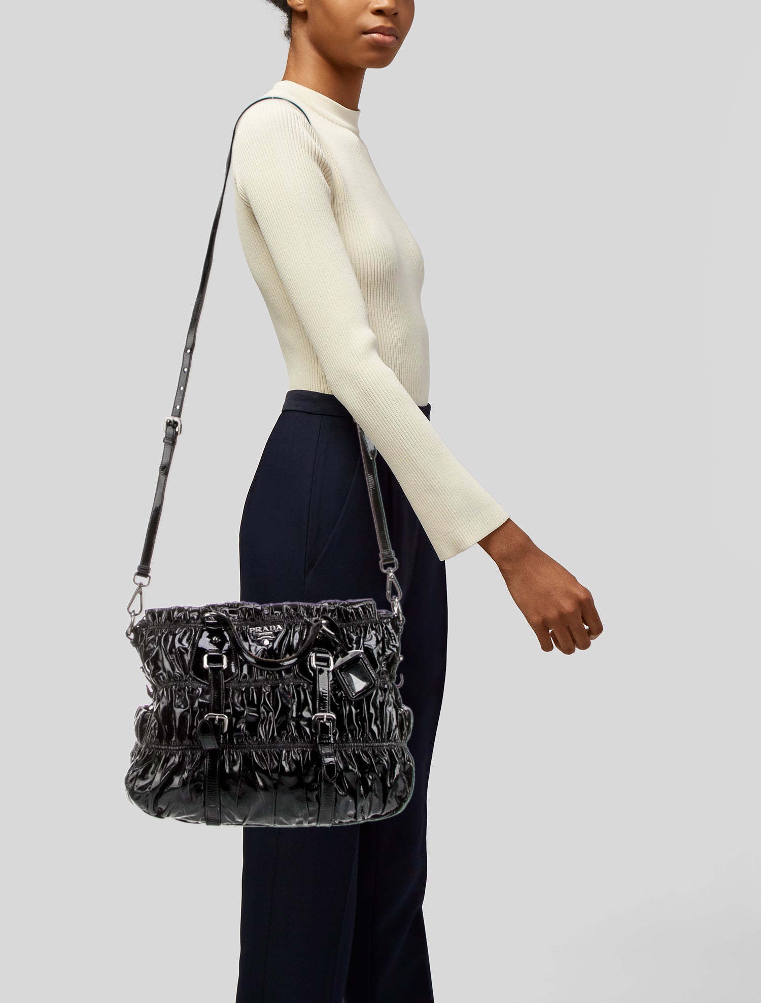 Prada Vernice Leather Top Handle Bag