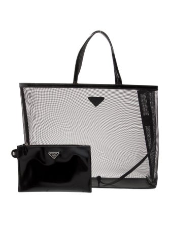 Prada Enameled Metal Triangle Mesh Tote