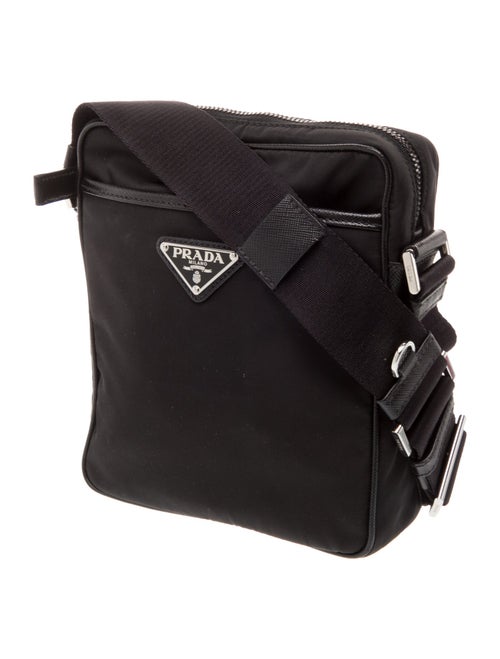 Prada Enameled Metal Triangle Messenger Bag