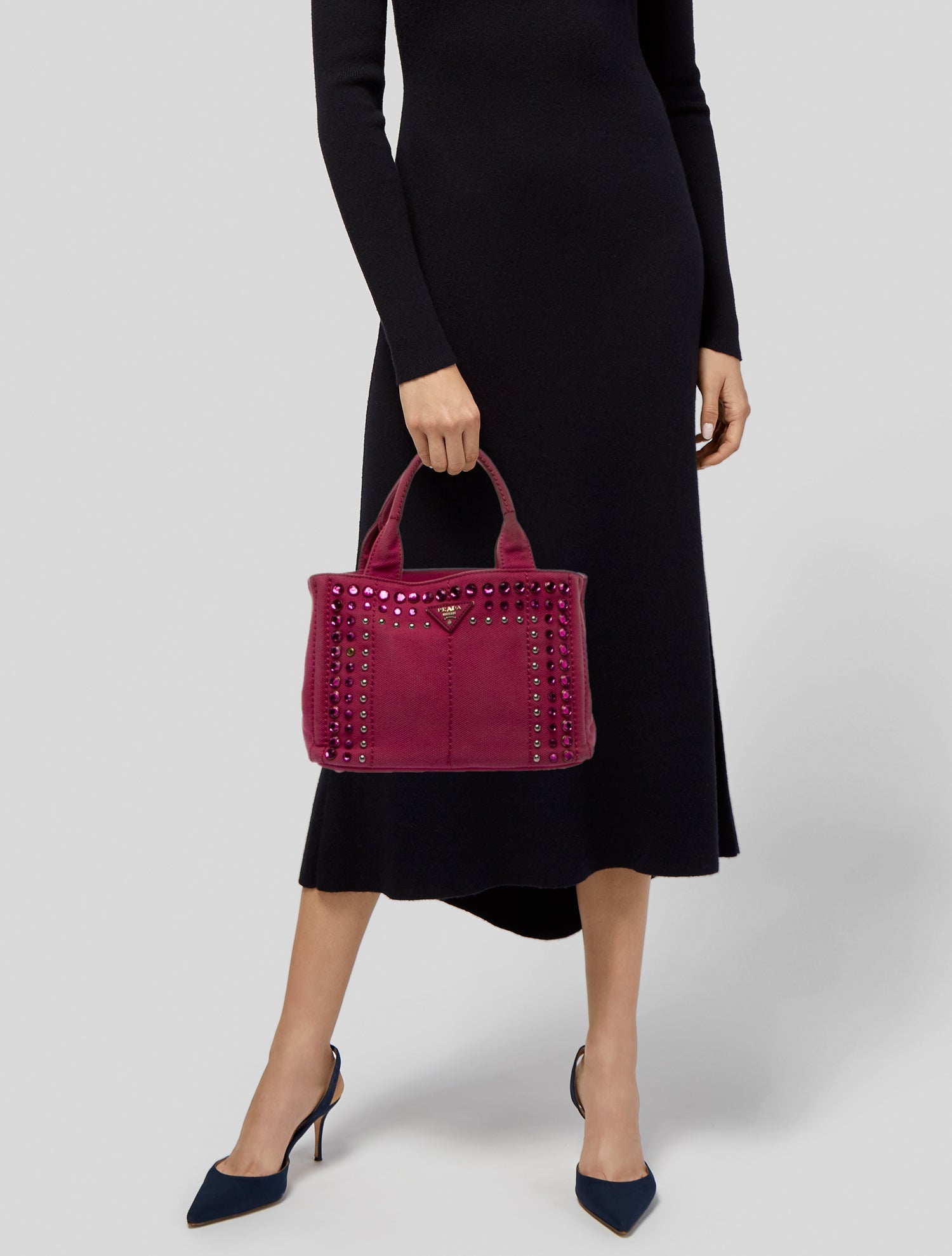 Prada Canvas Top Handle Bag Small