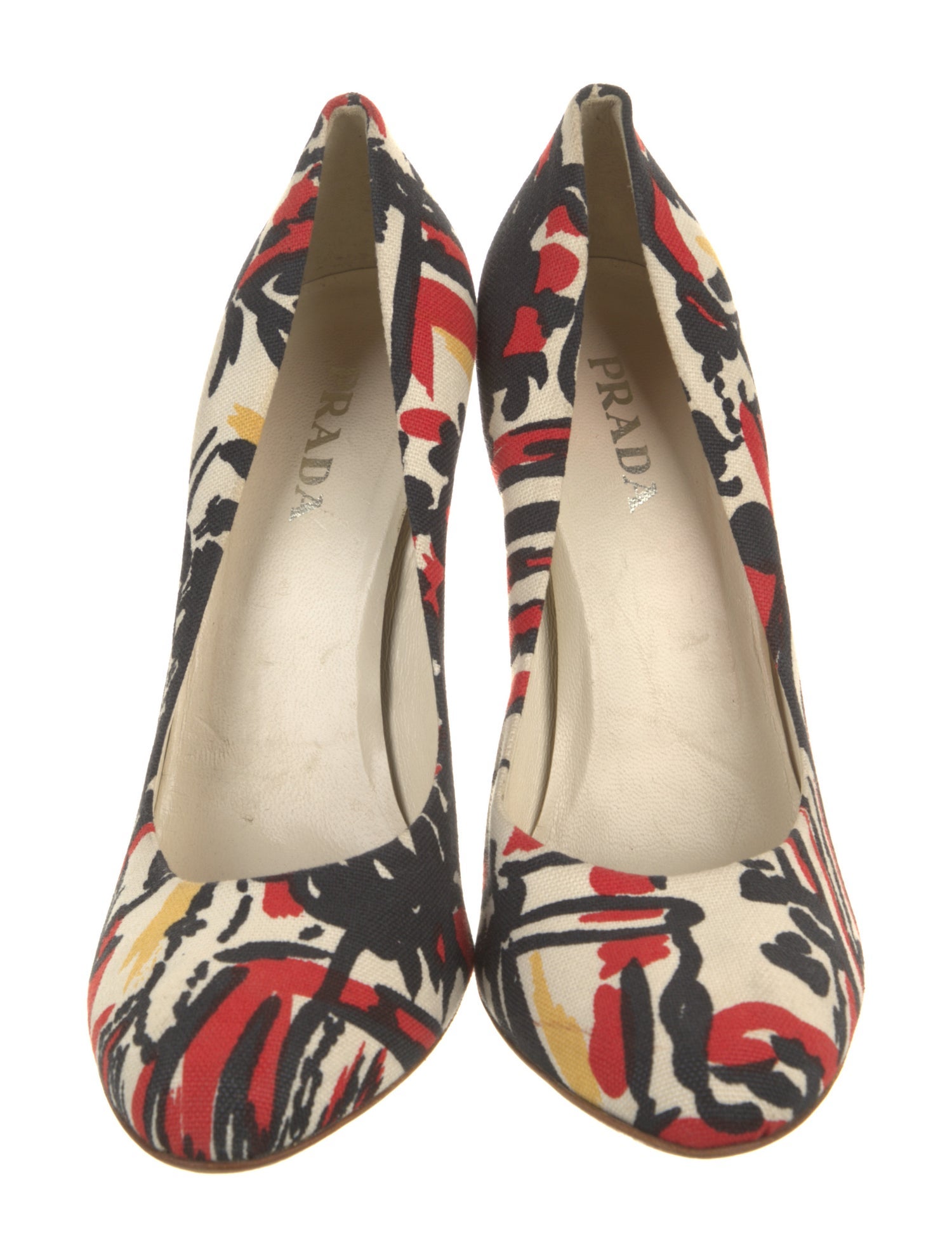 Prada Canvas Printed Slingback Pumps