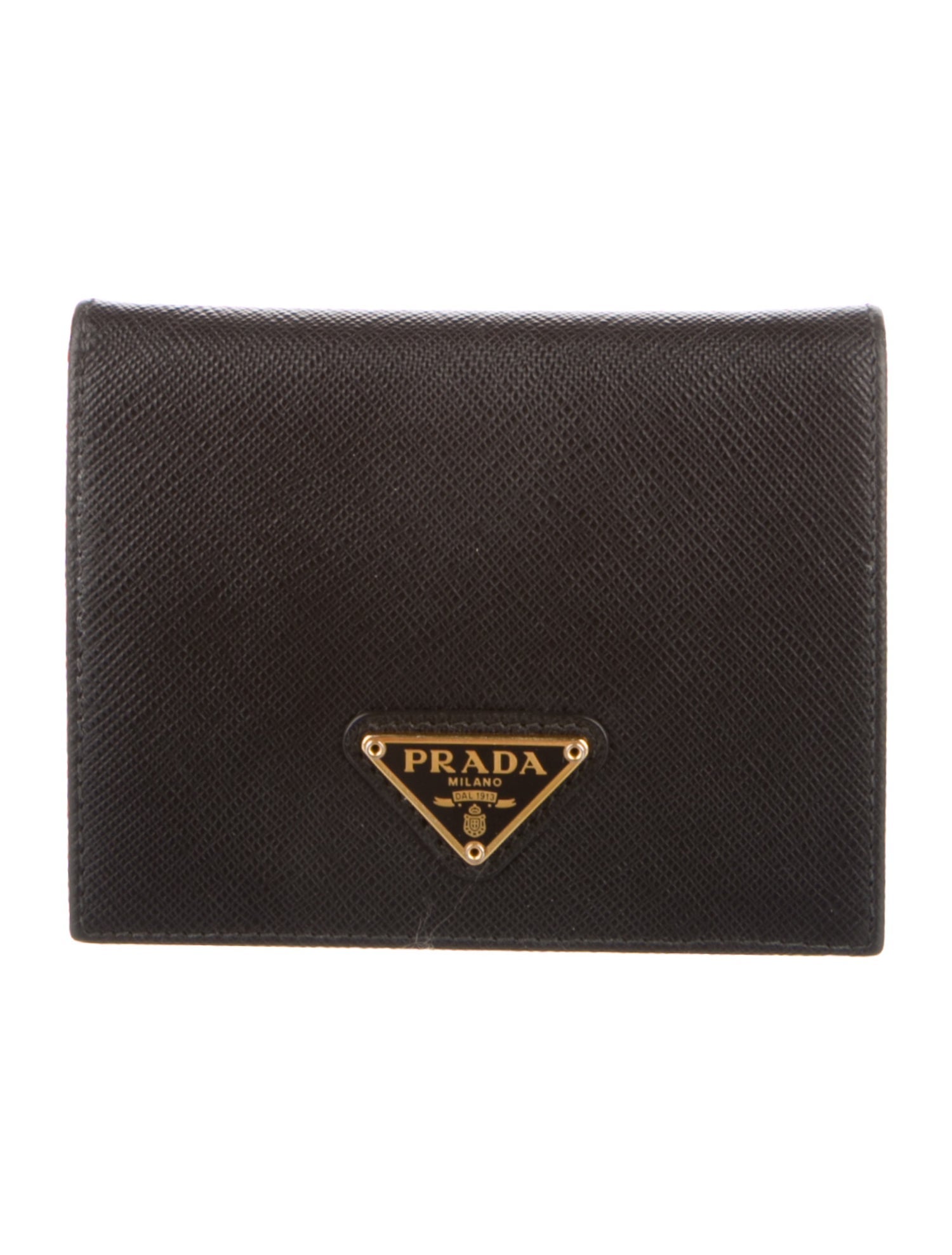 Prada Saffiano Triangle Leather Wallet
