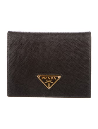 Prada Saffiano Triangle Leather Wallet