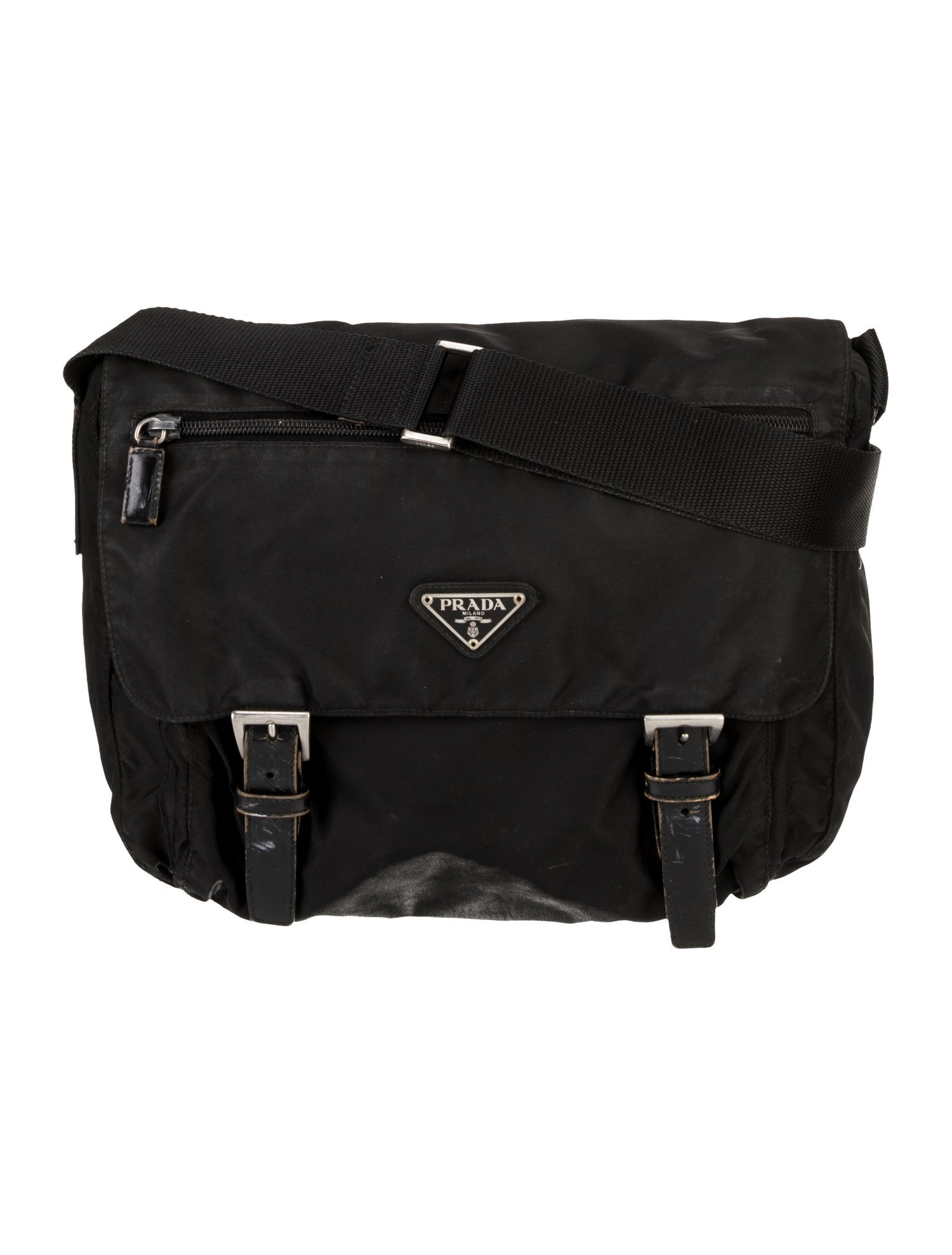 Prada Enameled Metal Triangle Shoulder Bag