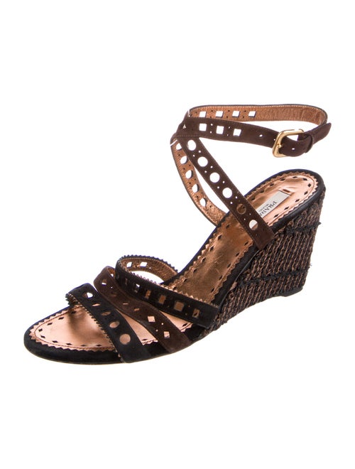 Prada Suede Lasercut Accents Gladiator Sandals