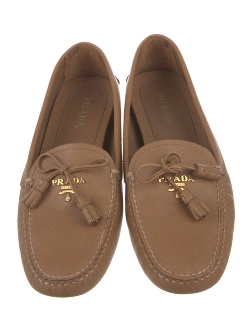 Prada Leather Bow Accents Moccasins
