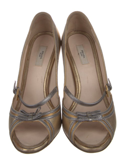 Prada Leather Colorblock Pattern Pumps