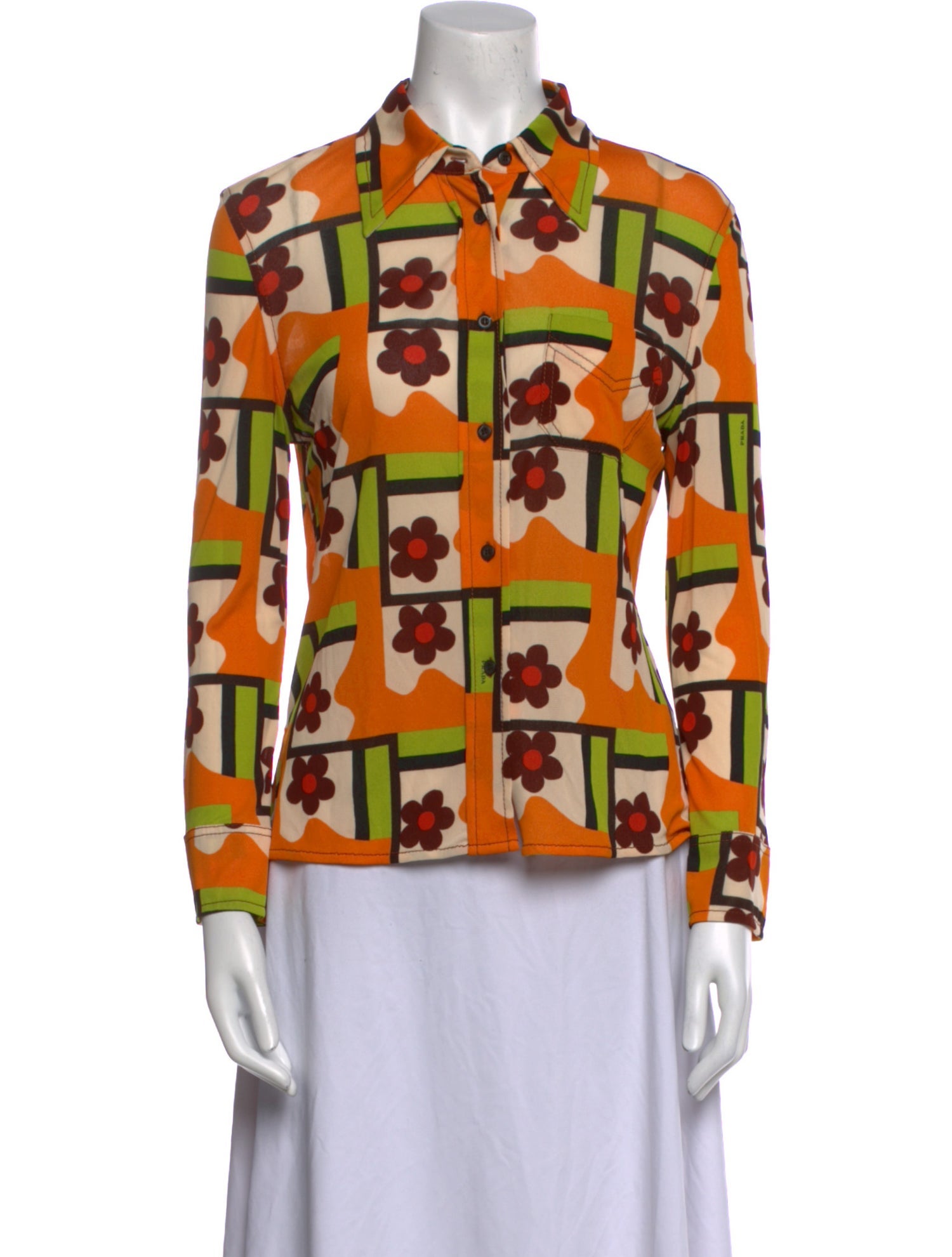 Prada 2017 Floral Print Button-Up Top