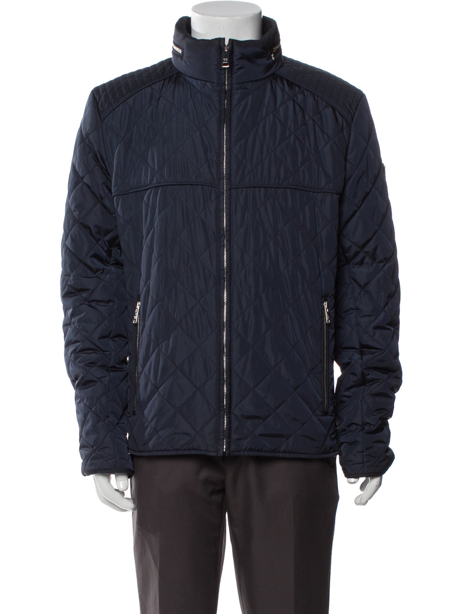 Prada 2019 Enameled Metal Triangle Puffer Coat