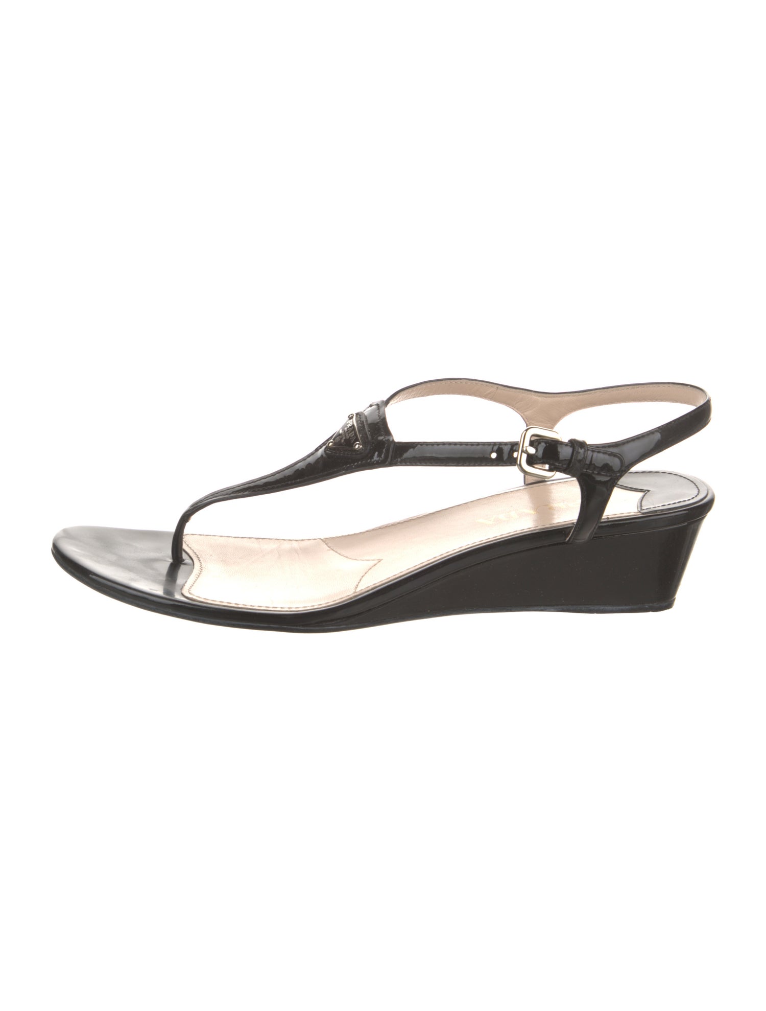 Prada Patent Leather T-Strap Sandals