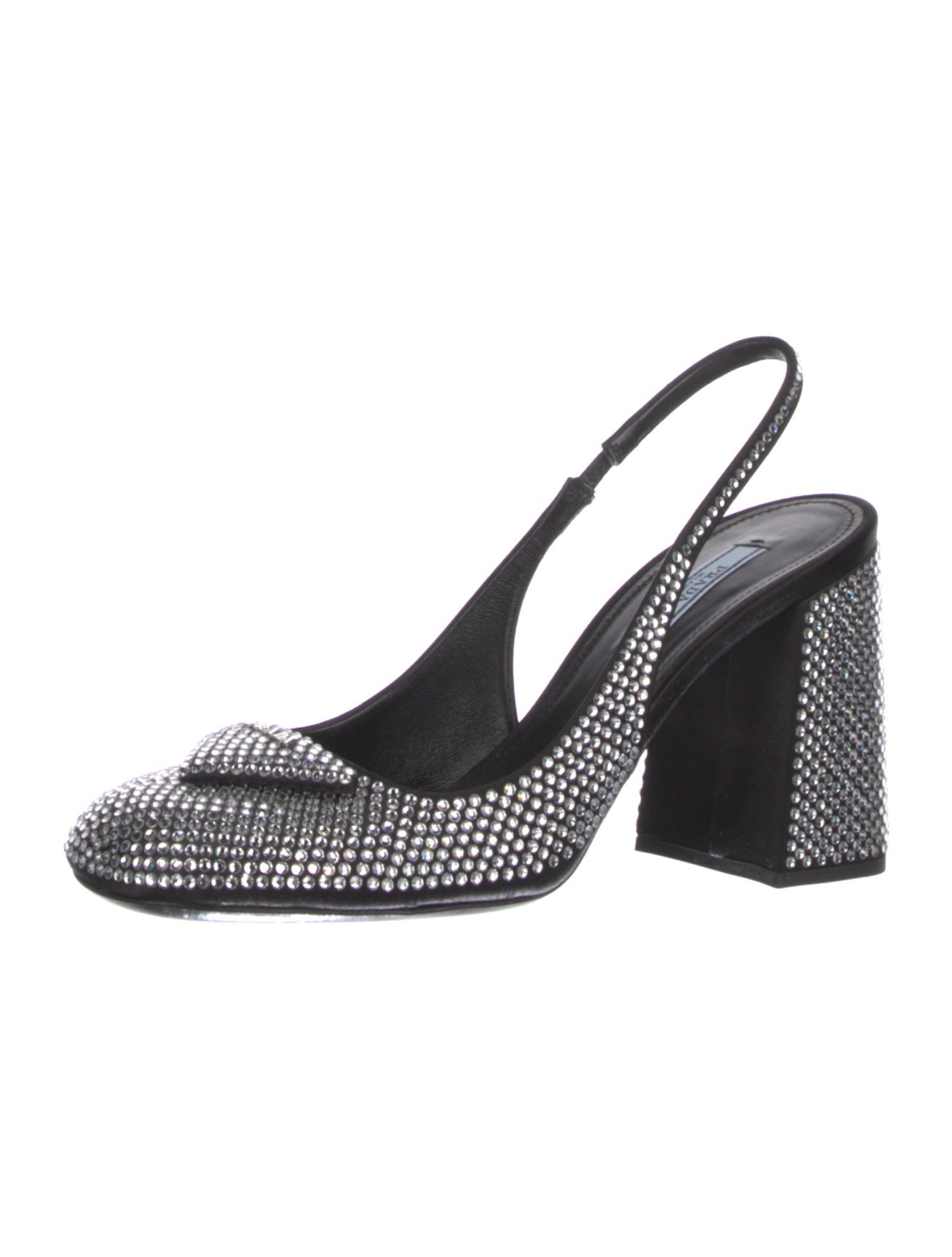 Prada Crystal Crystal Embellishments Slingback Pumps