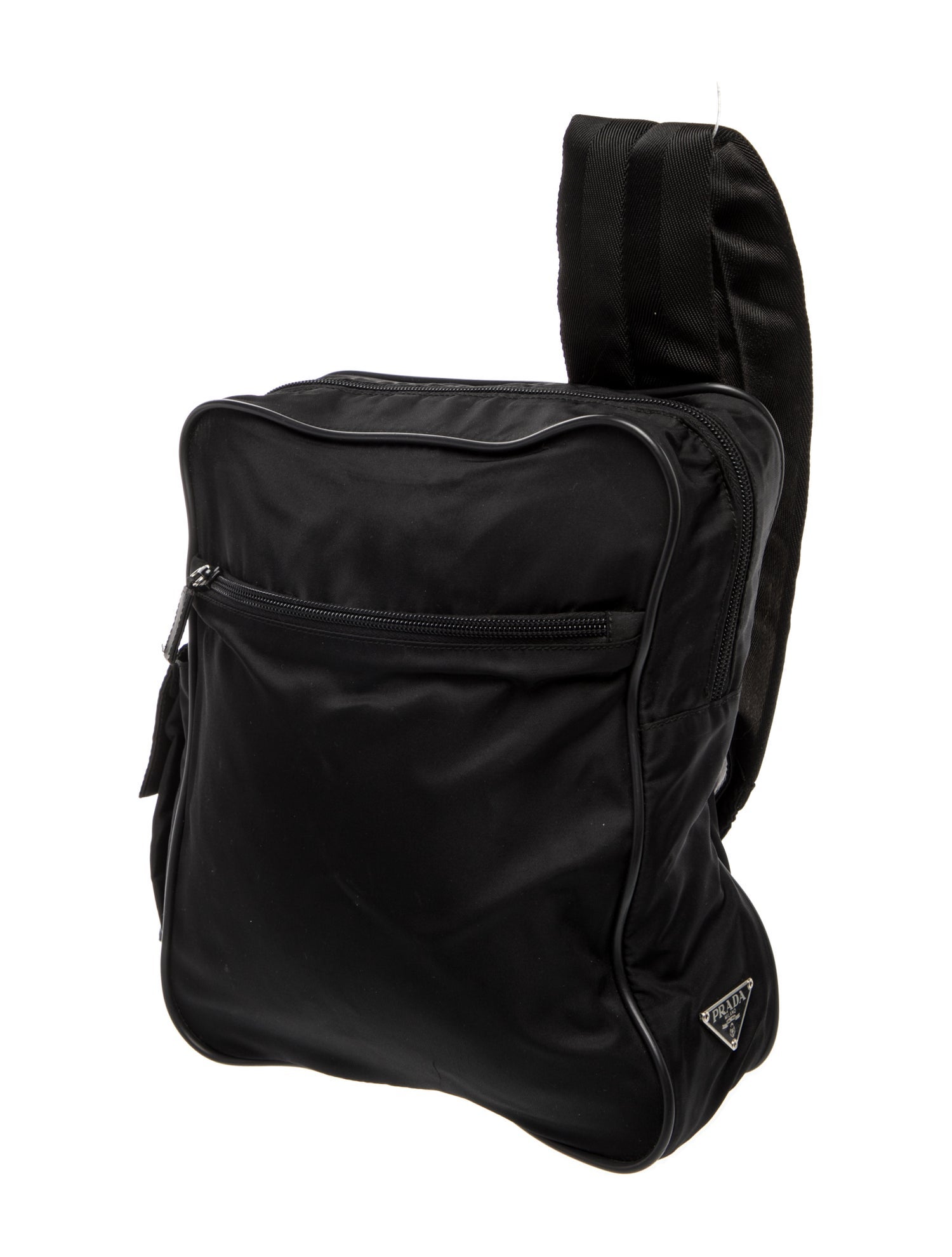 Prada Enameled Metal Triangle Crossbody Bag