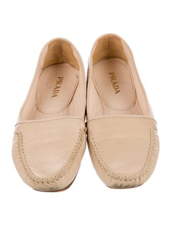 Prada Leather Whipstitch Trim Moccasins