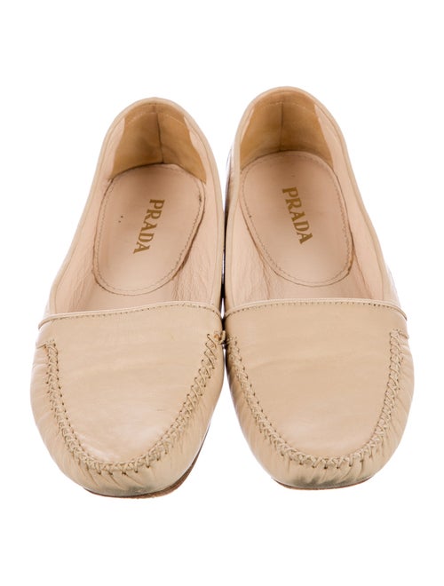 Prada Leather Whipstitch Trim Moccasins