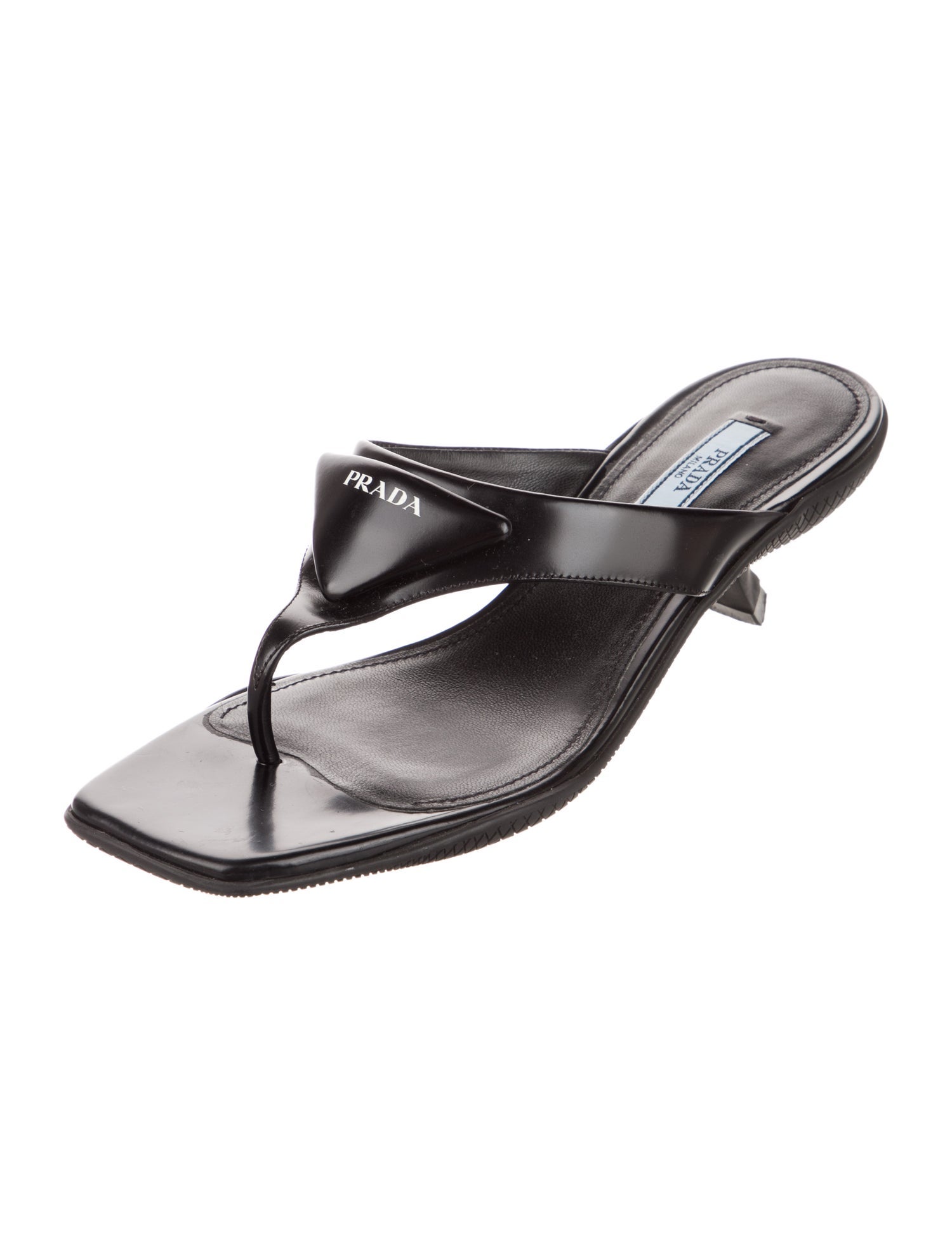 Prada Leather T-Strap Sandals