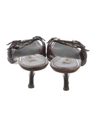 Prada Leather Studded Accents Slides