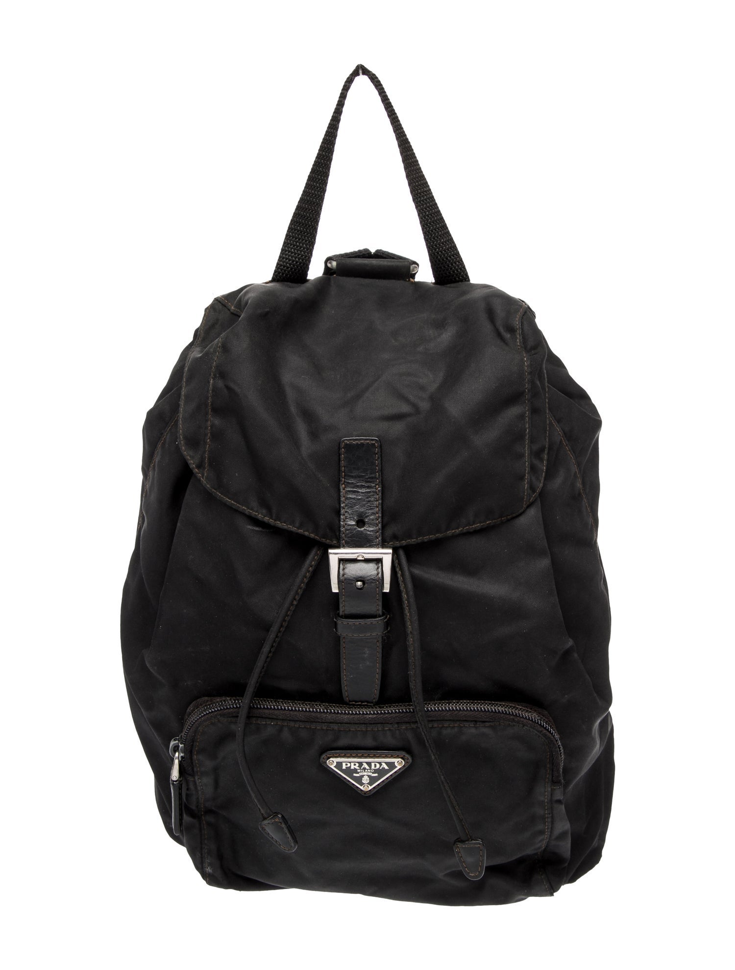 Prada Enameled Metal Triangle Backpack