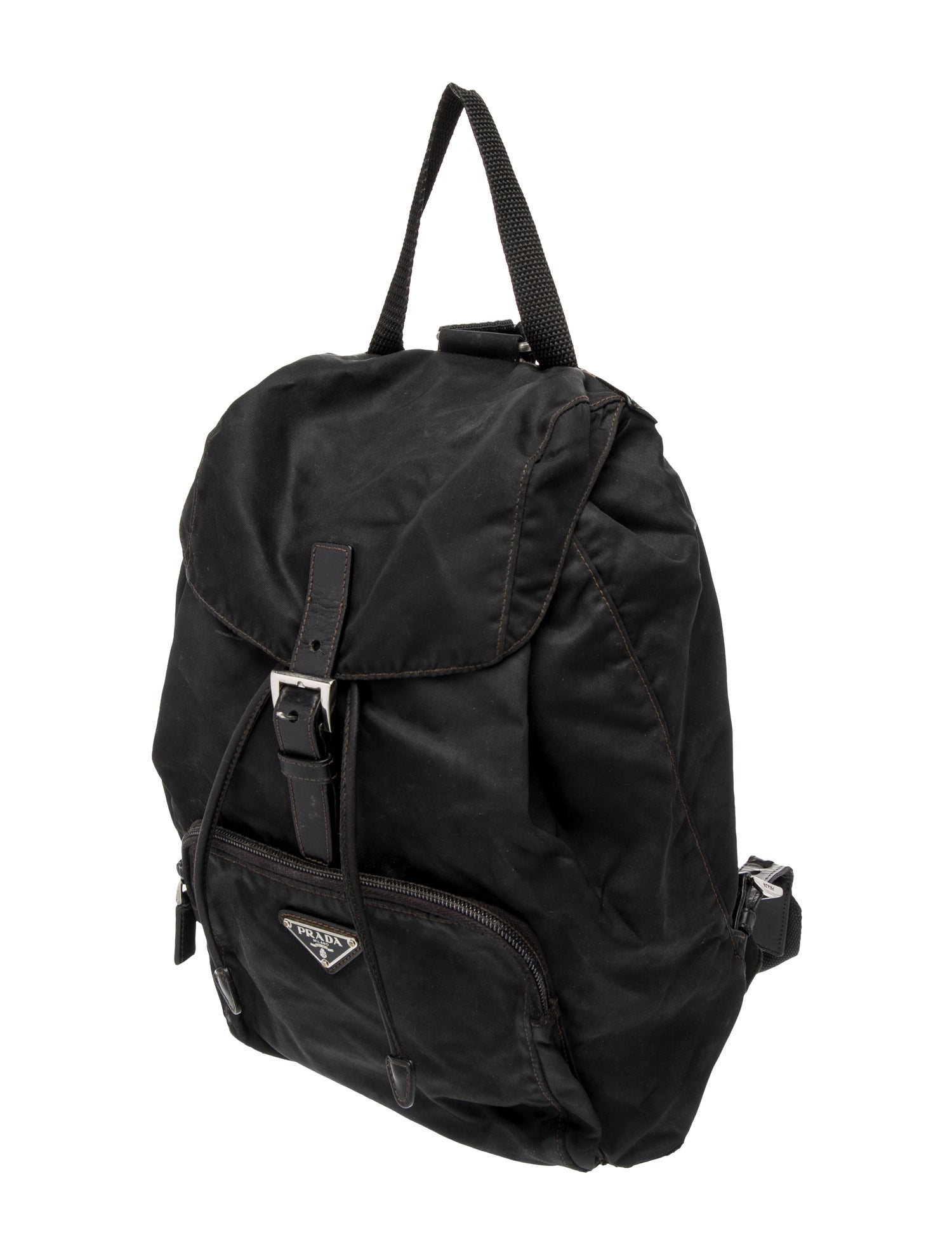 Prada Enameled Metal Triangle Backpack