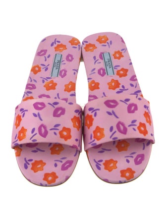 Prada Canvas Floral Print Slides