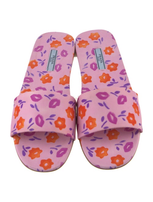 Prada Canvas Floral Print Slides