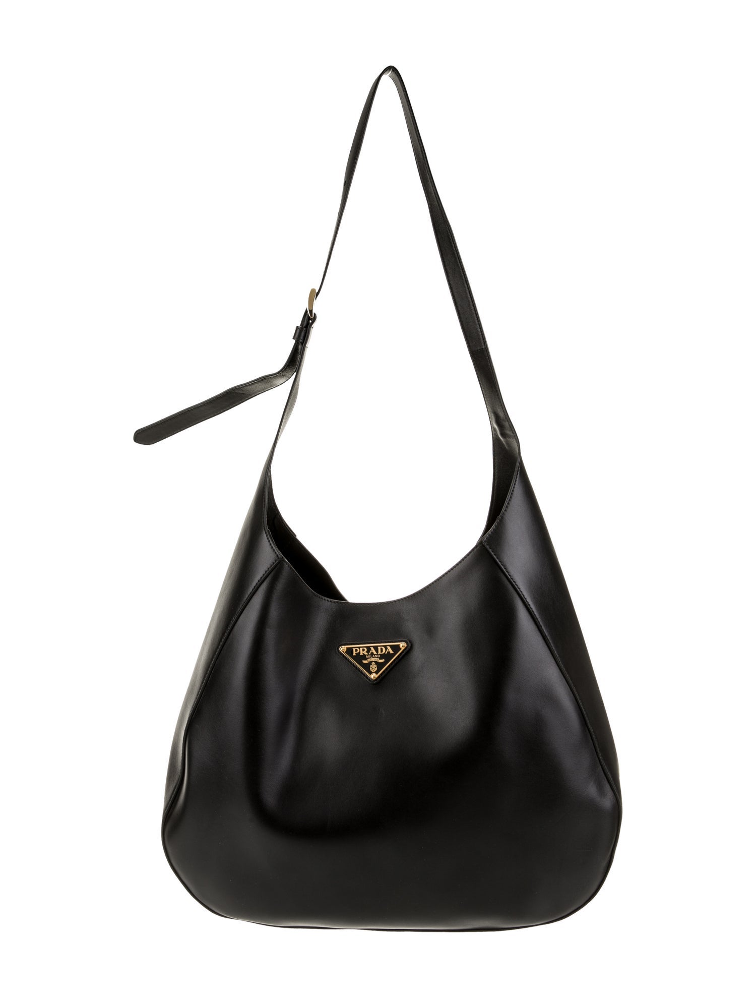 Prada Enameled Metal Triangle Hobo Large