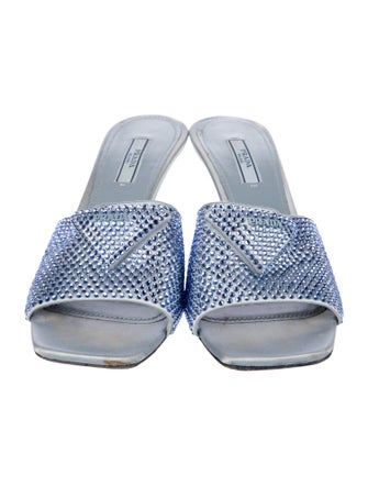 Prada Satin Crystal Embellishments Slides