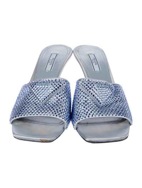 Prada Satin Crystal Embellishments Slides