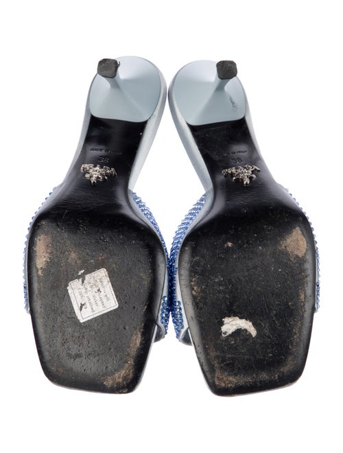 Prada Satin Crystal Embellishments Slides