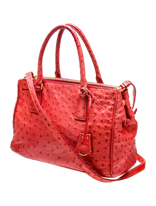 Prada Struzzo Galleria Double Zip Small