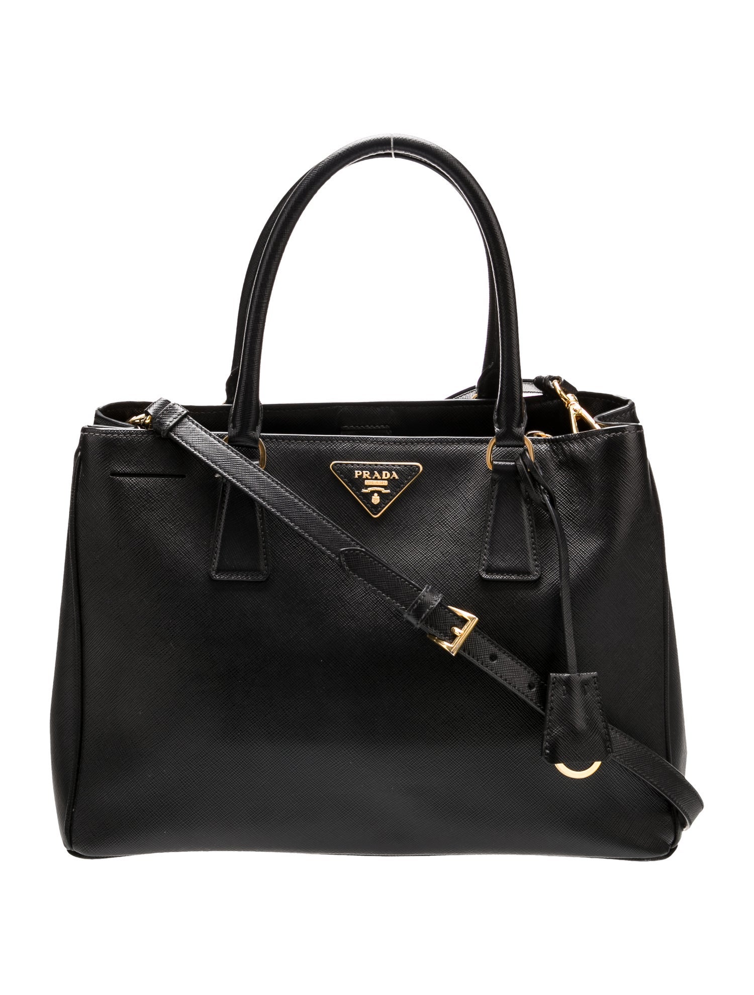 Prada Enameled Metal Triangle Galleria Tote